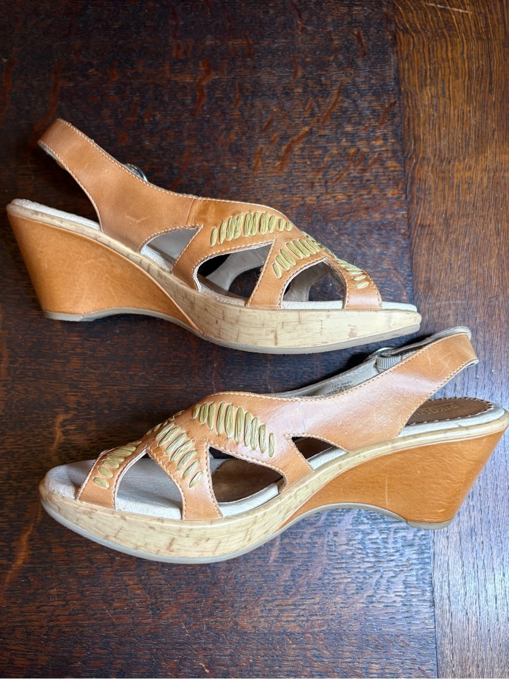 Pikolinos Stitched Floral Leather Wedge Sandals EU 38 - Picture 4 of 7